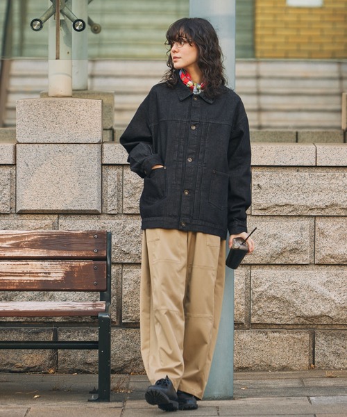 デニムジャケット gジャン 「セットアップ対応」プリーツデザイン