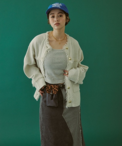 カーディガン 「ZOZO限定」TWEED KNIT JACKET レディース