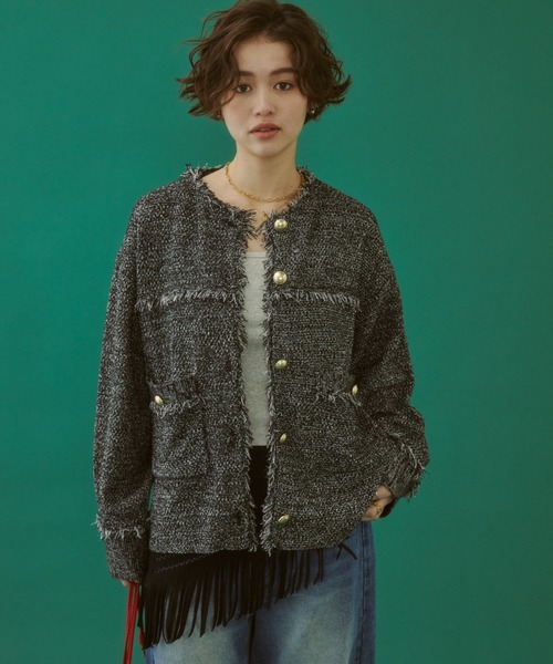 カーディガン 「ZOZO限定」TWEED KNIT JACKET レディース MIRROR STOKE カーディガン 「ZOZO限定」TWEED KNIT JACKET