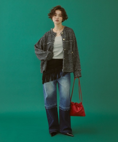 MIRROR STOKE カーディガン 「ZOZO限定」TWEED KNIT JACKET