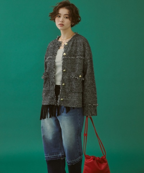 カーディガン 「ZOZO限定」TWEED KNIT JACKET レディース MIRROR STOKE カーディガン 「ZOZO限定」TWEED KNIT JACKET