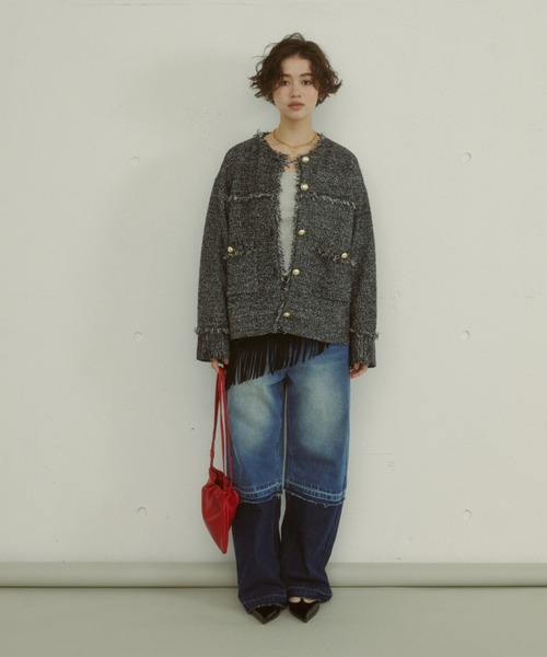 MIRROR STOKE カーディガン 「ZOZO限定」TWEED KNIT JACKET