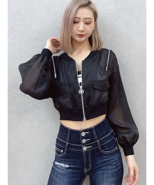 GYDA ブルゾン アウター SymmetryGYDA ZIP デザインシアー