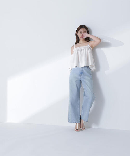 キャミソール 「THINK NATURAL」テントラインギャザーキャミトップス NATURAL BEAUTY BASIC キャミソール 「THINK NATURAL」テント
