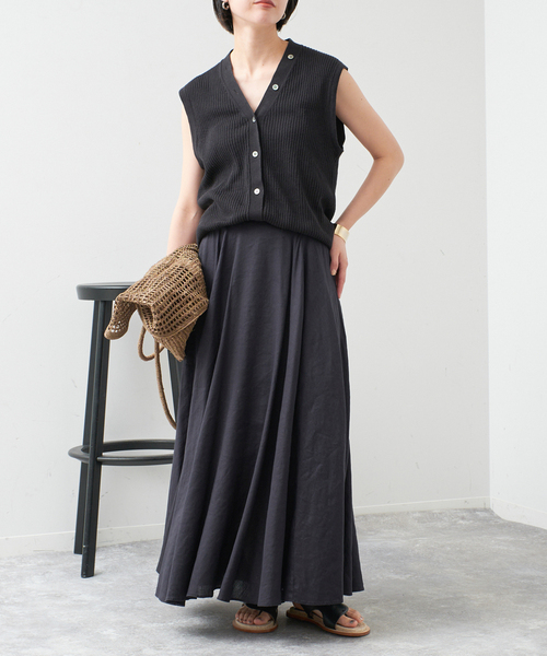 Spick＆Span スカート リネンブレンドイージーフレアスカート