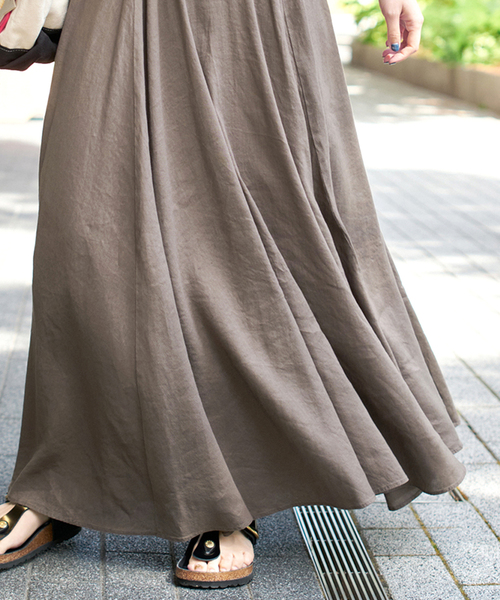 Spick＆Span スカート リネンブレンドイージーフレアスカート