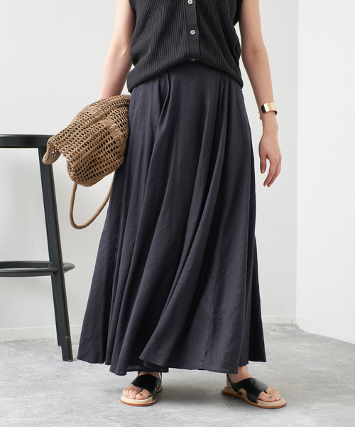 Spick＆Span スカート リネンブレンドイージーフレアスカート