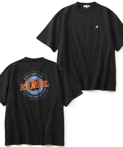KANGOL 黒 半袖Tシャツ ロゴ入り セール】KANGOL/カンゴール 別注 ロゴ ワンポイント刺繍オーバー