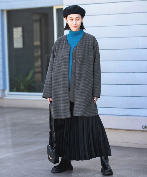 「niko and...」 ノーカラーコート LARGE モカ レディース_画像4