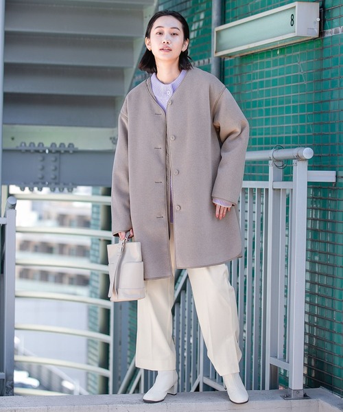 「niko and...」 ノーカラーコート LARGE モカ レディース_画像9