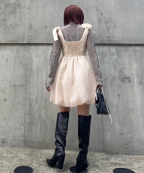 ワンピース organdie balloon ribbon one-piece organdie balloon ribbon one-piece