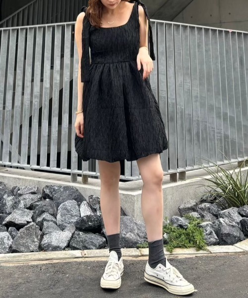 ワンピース organdie balloon ribbon one-piece organdie balloon ribbon one-piece