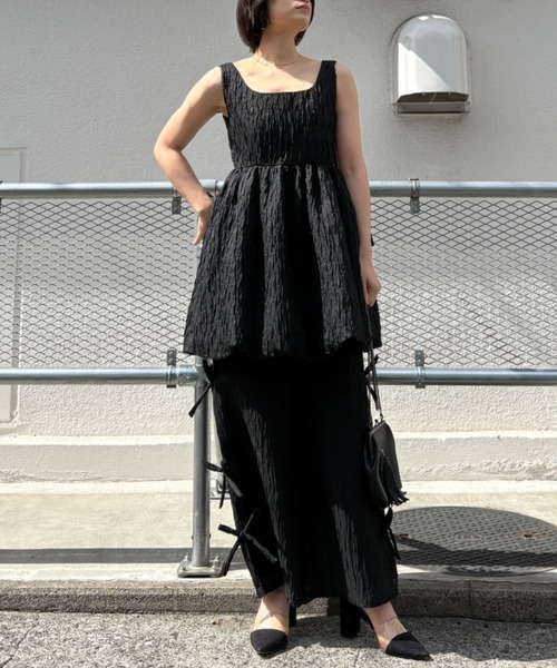 HONEY MI ワンピース organdie balloon ribbon one-piece