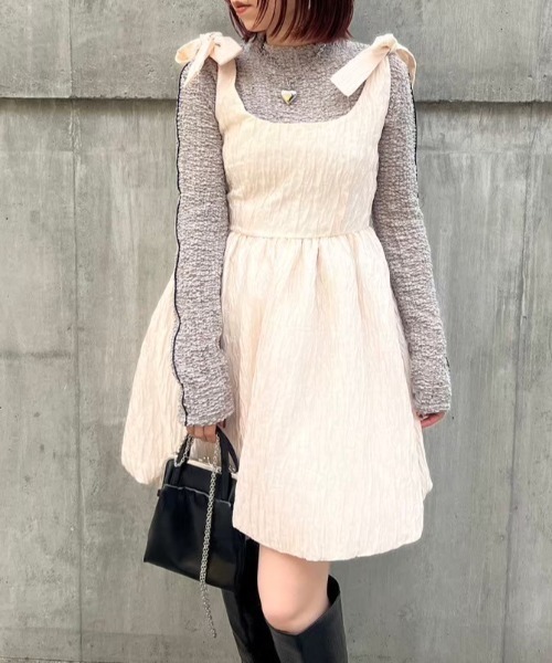 HONEY MI ワンピース organdie balloon ribbon one-piece