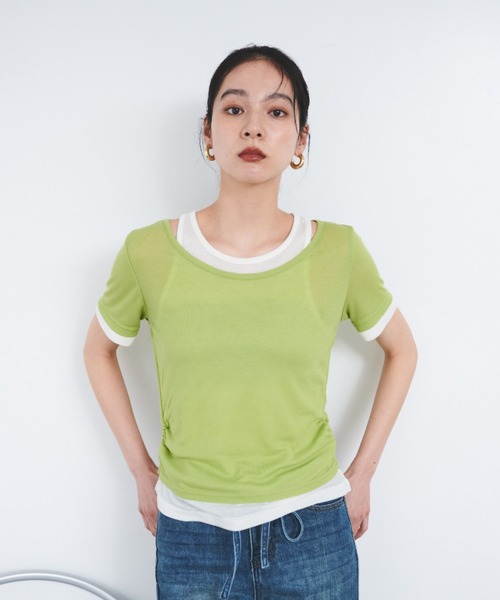 tシャツ アシメツインシアートップス/レイヤードトップス レディース レイヤードシアートップス（Tシャツ/カットソー）｜FMiBL