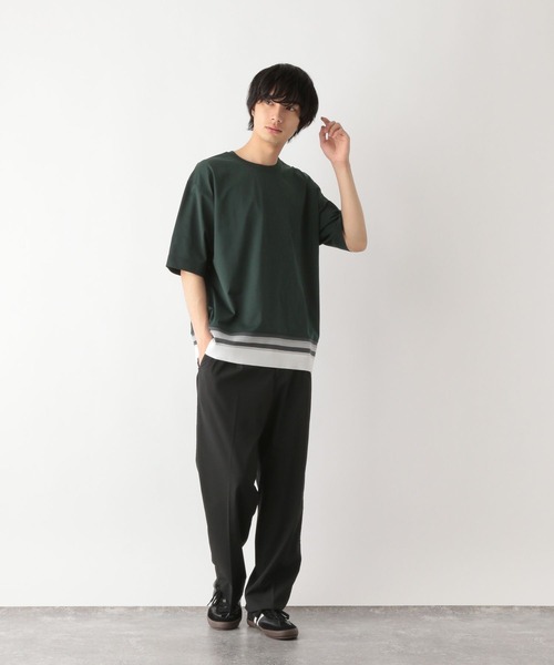 GLOBAL WORK tシャツ サラサラ快適DRYTシャツ/切り替え/半袖
