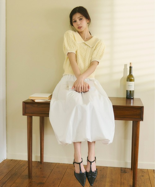 まり出品 Olu.（オルドット） ニット セーター シェルステッチバイカラーサマー