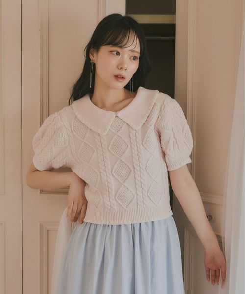 Olu.（オルドット） ニット セーター シェルステッチバイカラーサマー
