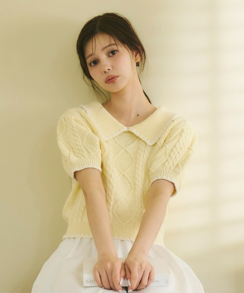 Olu.（オルドット） ニット セーター シェルステッチバイカラーサマー