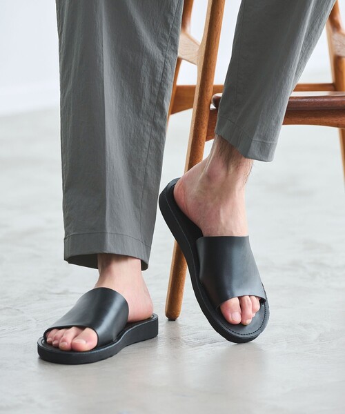 GREEN LABEL RELAXING サンダル green label relaxing サンダル レザーライク スライド メンズ