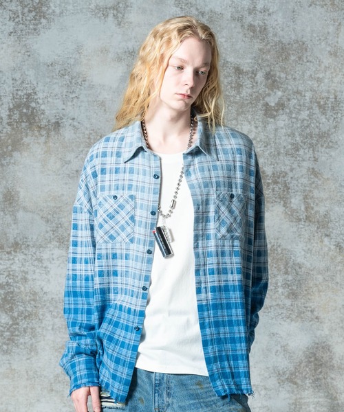 glamb グラム Bleach Check Shirt ブリーチチェックシャツ 送料無料 atftps glamb（グラム） シャツ Bleach Check Shirt / ブリーチチェックシャツ