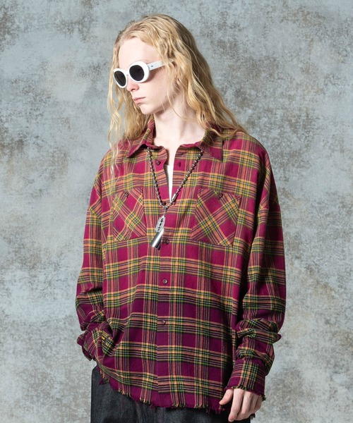 glamb（グラム） シャツ Bleach Check Shirt / ブリーチチェックシャツ