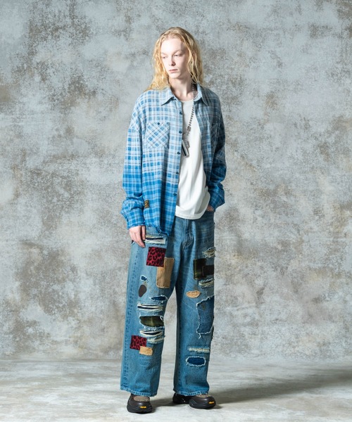 glamb（グラム） シャツ Bleach Check Shirt / ブリーチチェックシャツ