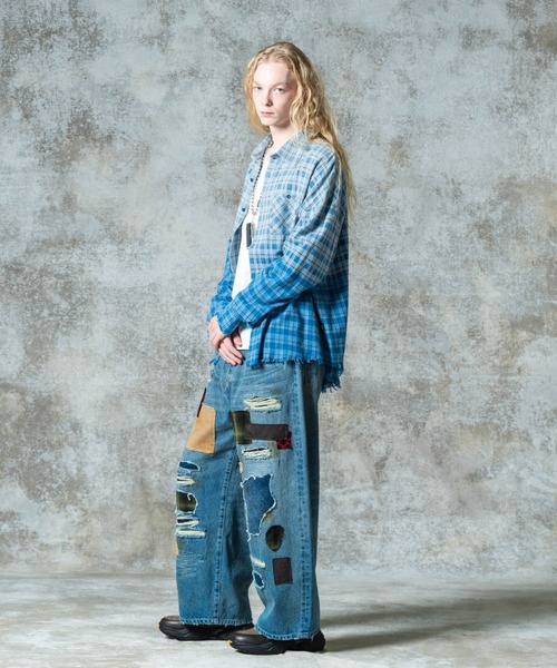 glamb（グラム） シャツ Bleach Check Shirt / ブリーチチェックシャツ