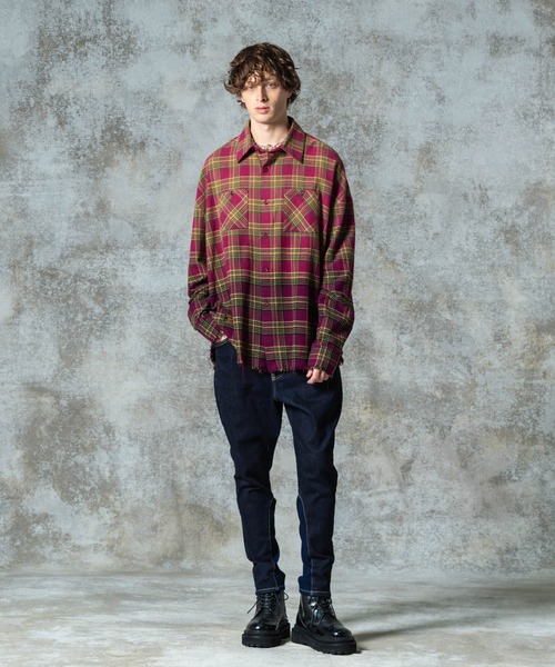 glamb（グラム） シャツ Bleach Check Shirt / ブリーチチェックシャツ