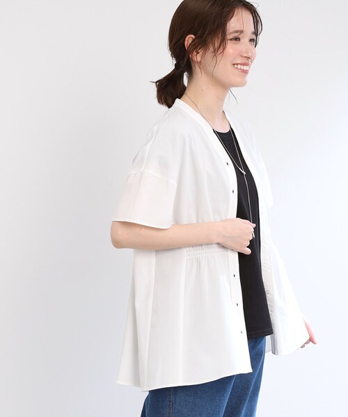 ブラウス シャツ 「夏SALE／E‐QUALITY／手洗い可」スキッパーブラウス レディース Reflect｜【夏SALE/E-QUALITY/手洗い可】スキッパーブラウス