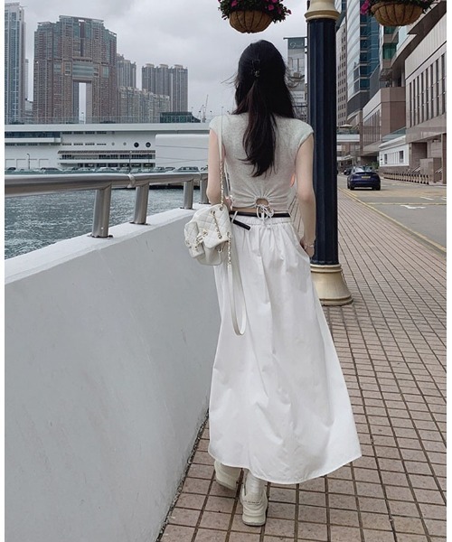 新品 マンシング サマーニットシャツ オフ白 LL 送料込 #背中がかわいい shoppinggo ブラウス シャツ サマーニット 後ろリボン 背中あき