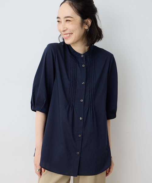 ブラウス シャツ リネン混アウトポケットシャツ レディース リネンシャツ シャツ レディース 春夏 ブラウス 綿麻混 プル