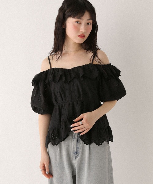 Ungrid♡小紋柄オフショルブラウス♡完売カラー callautia（カラウティア） ブラウス シャツ ジャガードオフショル