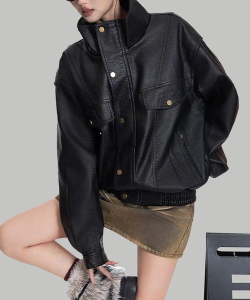 TOBEE ブルゾン アウター 「TOBEE」ヴィンテージデザイン PUレザー