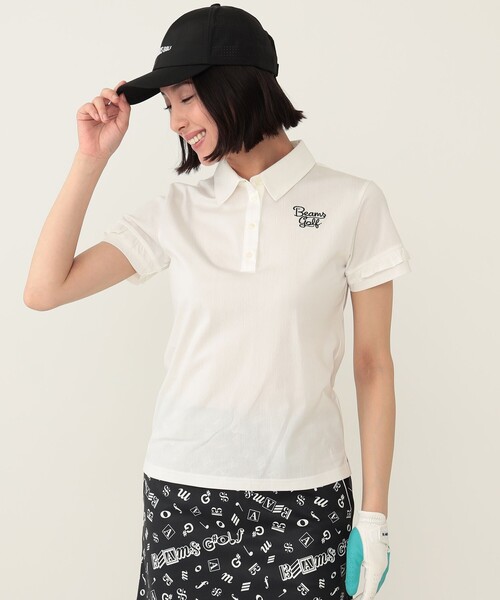 「BEAMS GOLF」 半袖カットソー MEDIUM ホワイト レディース