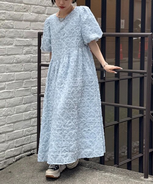 フレアフラワーレースワンピース3色 w closet ワンピース 「3色展開」フラワーレースワンピース