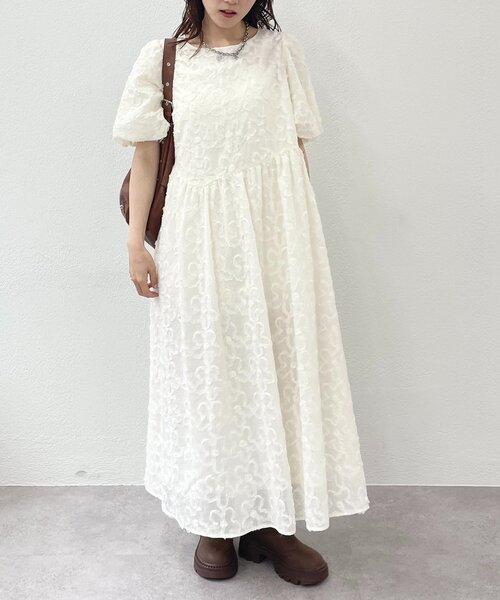 ワンピース3点 w closet ワンピース 「3色展開」フラワーレースワンピース