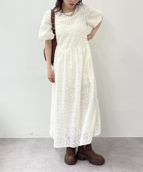 w closet ワンピース 「3色展開」フラワーレースワンピース