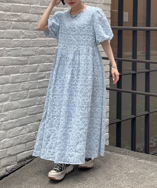 w closet ワンピース 「3色展開」フラワーレースワンピース