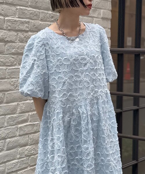 フレアフラワーレースワンピース3色 w closet ワンピース 「3色展開」フラワーレースワンピース