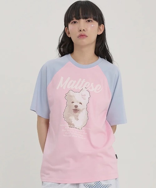 tシャツ A'GEM/9 × .kom 「WaiKei/ワイケイ」ルムイラストレーションラグランハーフスリーブTシャツ レディース メンズ