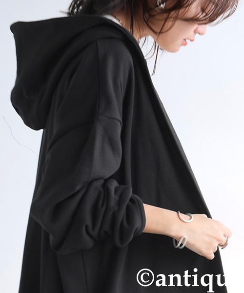 「antiqua」 「tree cafe」カーディガン ONESIZE ブラック レディース