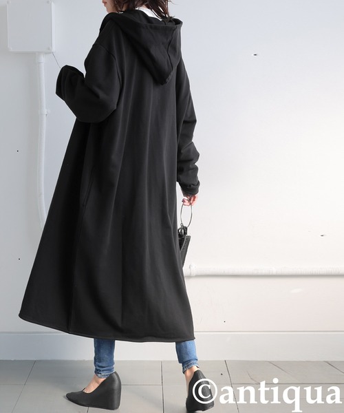 「antiqua」 「tree cafe」カーディガン ONESIZE ブラック レディース