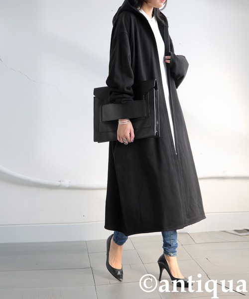 「antiqua」 「tree cafe」カーディガン ONESIZE ブラック レディース