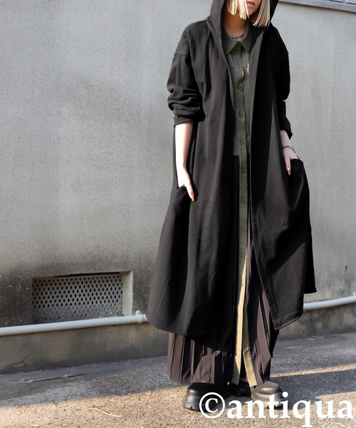 「antiqua」 「tree cafe」カーディガン ONESIZE ブラック レディース