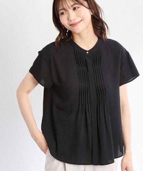 ブラウス シャツ 「すっきり見え！長め丈／暑い季節に一枚で決まる」タックデティールブラウス レディース