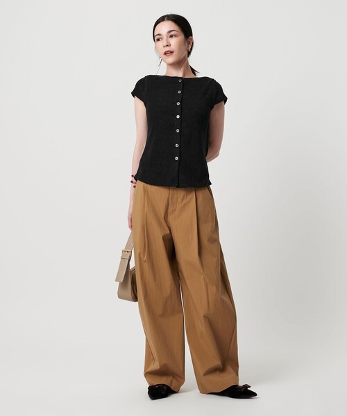 BEAUTY&YOUTHポリエステルコットンキャップスリーブトップス―2WAY― ポリエステルコットン キャップスリーブトップス-2WAY-（Tシャツ
