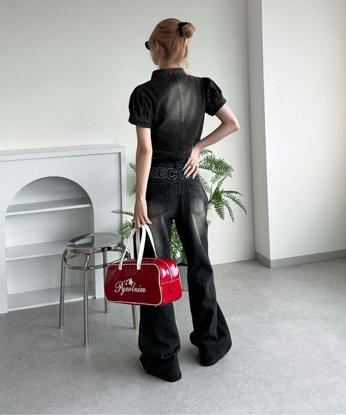 「sedacle girl」 加工ブーツカットデニムパンツ SMALL ブラック レディース