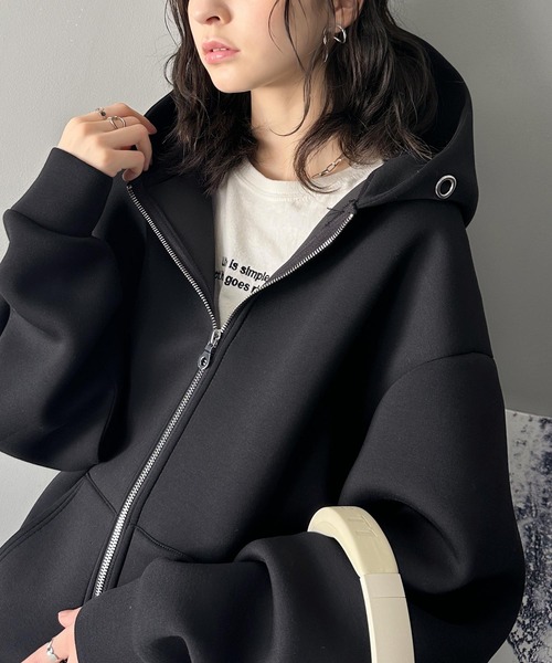 「classicalelf」 ジップアップパーカー SMALL ブラック レディース