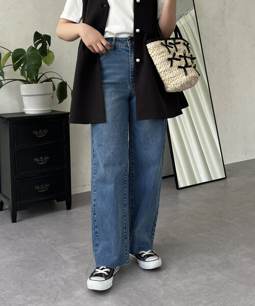 「prose verse」 加工デニムパンツ LARGE サックスブルー レディース_画像3
